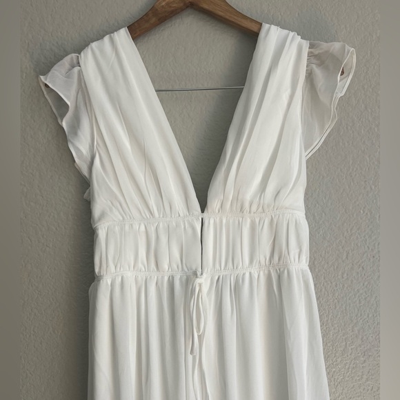 Our Love Song White Ruffled Wide-Leg Jumpsuit - Picture 4 of 9